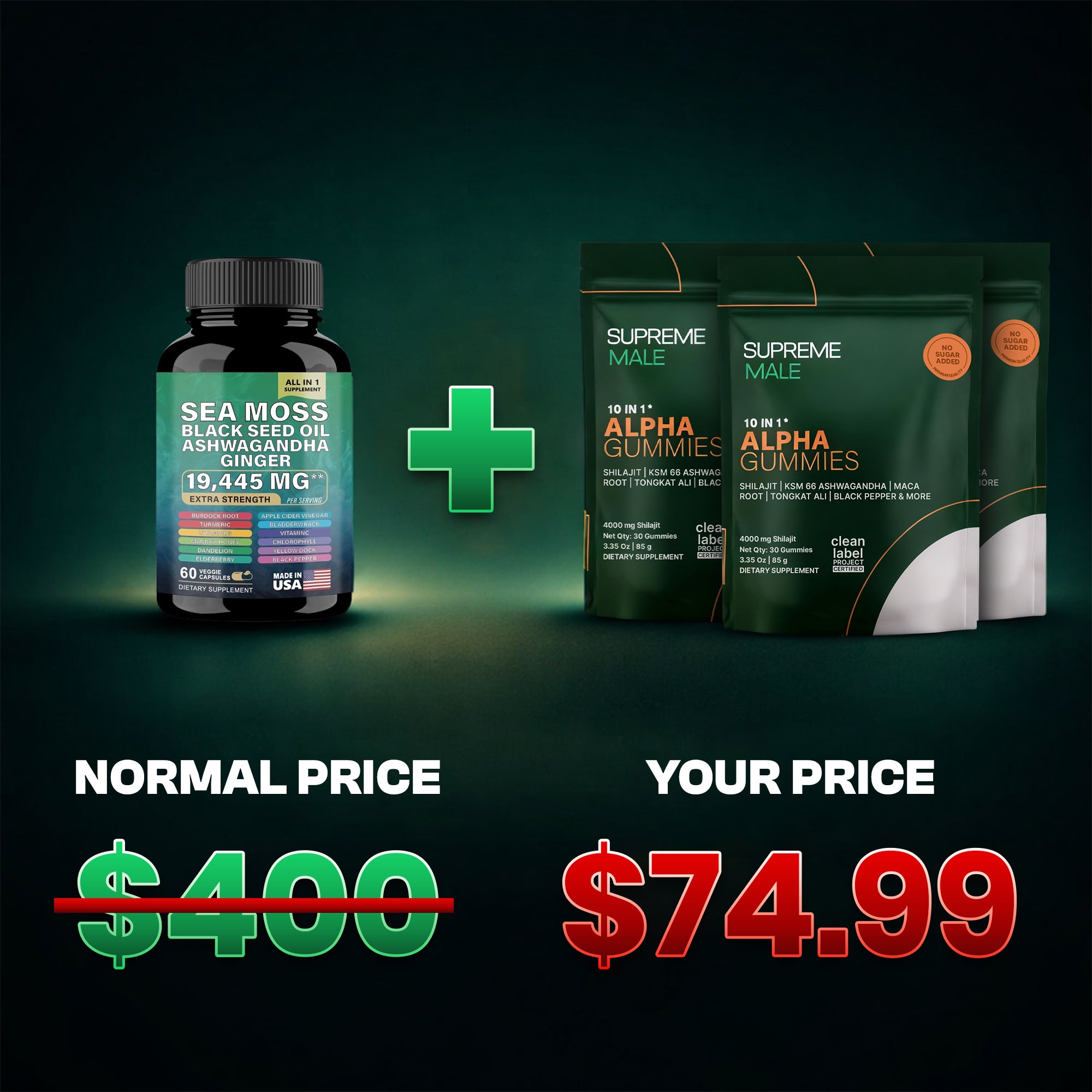 DISCOUNTED 3 BAGS OF SUPREMEMALE + 1 SUPREMALE COMPLEX (EXCLUSIVE OFFER)